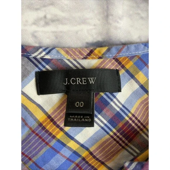 J. Crew Women’s Casual Preppy Ruffle Top Plaid Sleeveless Blouse Size 00 - Picture 2 of 8